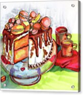 Illustration Of  Winter Party Cake Acrylic Print