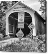 Indiana Mill Creek Covered Bridge Covered Bridge Black And White Acrylic Print