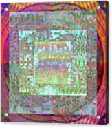 Intel 4004 Cpu Silicon Wafer Computer Chip Integrated Circuit Mask Abstract, Composition 1 Acrylic Print