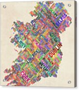 Ireland Eire City Text Map Derry Version Acrylic Print