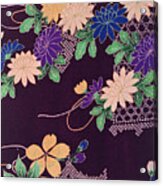 Japanese Style Chrysanthemum And Cherryblossoms Interior Art Painting. Acrylic Print