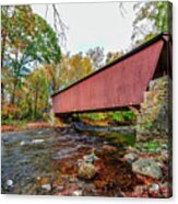 Jericho Covered Bridge In Maryland During Autumn Acrylic Print