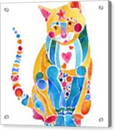 Jewel Colors Cat With Hearts N Stars Acrylic Print