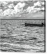 Just A Boat On The Outer Banks Bw Acrylic Print