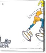Kangoo Jumps Bouncy Shoes Walking The Dog Keep Fit Cartoon Acrylic Print