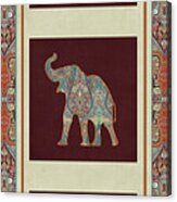 Kashmir Elephants - Vintage Style Patterned Tribal Boho Chic Art Acrylic Print