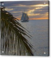 Key West Cloudy Sunset Sailing Acrylic Print