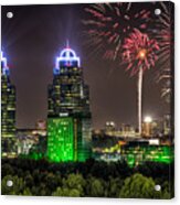 King And Queen Buildings Fireworks Acrylic Print