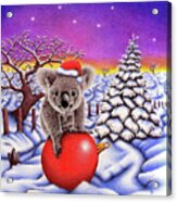 Koala On Christmas Ball Acrylic Print