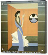 Lady Smoking In Couchette, Railway Poster Acrylic Print