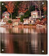 Lake Cottages Reflections Acrylic Print