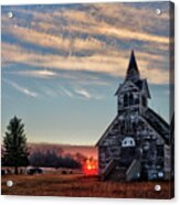 Sunset At The Big Coulee Lutheran Church Acrylic Print