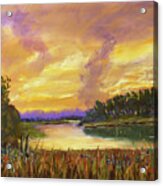 Lake Sunset - Pastel Painting Acrylic Print