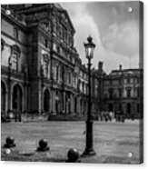 Lamp In The Louvre Courtyard, Paris, France Acrylic Print