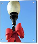 Lamp Post With Red Bow Acrylic Print