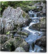 Landscape At Rhaeadr Ddu Falls, Dolmelynllyn, Snowdonia National Park, Wales Uk Acrylic Print
