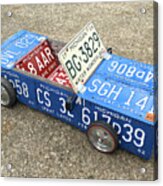 License Plate Vintage Roadster Mobile Made From Recycled Michigan Car Tags Acrylic Print