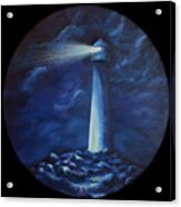 Lighthouse On Round Canvas Acrylic Print