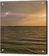 Lightning And Rainbow, Fort Myers Beach, Fl Acrylic Print