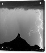 Lightning Thunderstorm At Pinnacle Peak Bw Acrylic Print