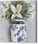 Lilies In Blue And White Vase Acrylic Print