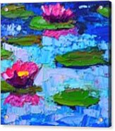 Lily Pond Impression - Pink Waterlilies Acrylic Print