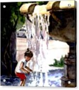 Girl In The Fountain Acrylic Print