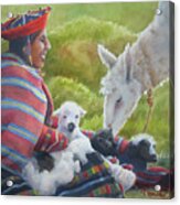 Llama Lady Acrylic Print