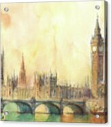London Big Ben And Thames River Acrylic Print