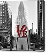 Love Panorama - Black And White And Red Acrylic Print