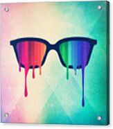 Love Wins Rainbow - Spectrum Pride Hipster Nerd Glasses Acrylic Print