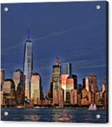 Lower Manhattan At Twilight Acrylic Print