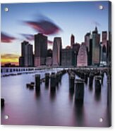 Lower Manhattan Purple Sunset Acrylic Print