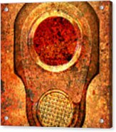 M1911 Muzzle On Rusted Background - With Red Filter Acrylic Print