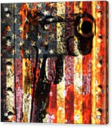 M1911 Silhouette On Rusted American Flag Acrylic Print