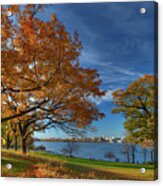Madison Across Lake Monona In Autumn Splendor From Olin Park Acrylic Print