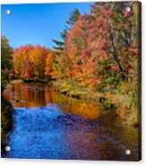 Maine Brook In Afternoon With Fall Color Reflection Acrylic Print