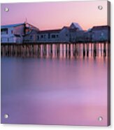 Maine Oob Pier At Sunset Panorama Acrylic Print