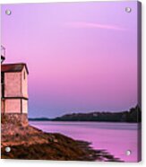 Maine Squirrel Point Lighthouse On Kennebec River Sunset Panorama Acrylic Print