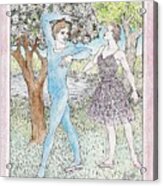 Male And Female Ballet Dancers Dance Among Flowering Trees Acrylic Print