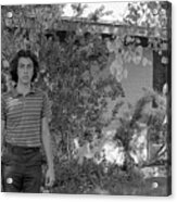 Man In Front Of Cinder-block Home, 1973 Acrylic Print