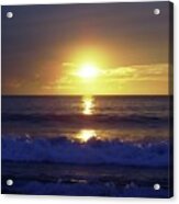 Manhattan Beach Dark Sunset Waves Acrylic Print