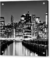 Manhattan Skyline Bw Acrylic Print