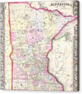 Map Of Minnesota 1864 Acrylic Print