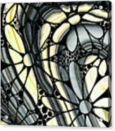 Marbled - Gray And Yellow Flower Art By Sharon Cummings Acrylic Print