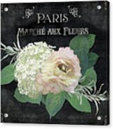 Marche Aux Fleurs 4 Vintage Style Typography Art Acrylic Print