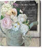 Marche Paris Fleur Vintage Watering Can With Peonies Acrylic Print