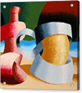 Mark Webster - Abstract Futurist Beer Mug And Bottle Acrylic Print