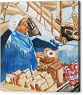 Market Woman On Dock Acrylic Print