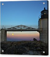 Marshall Point Lighthouse With Full Moon Acrylic Print